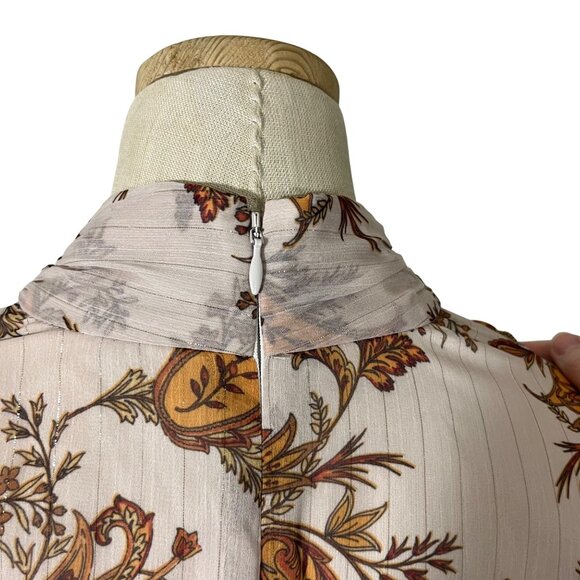 Rachel Parcell dress Women's XS cream floral print chiffon tiered long sleeve - Picture 10 of 13